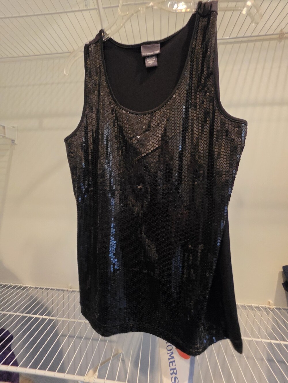 Covivgton Black Sequin Scoop Tank